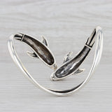 Kabana Kissing Dolphins Bangle Bracelet Sterling Silver 7" Flexible Band