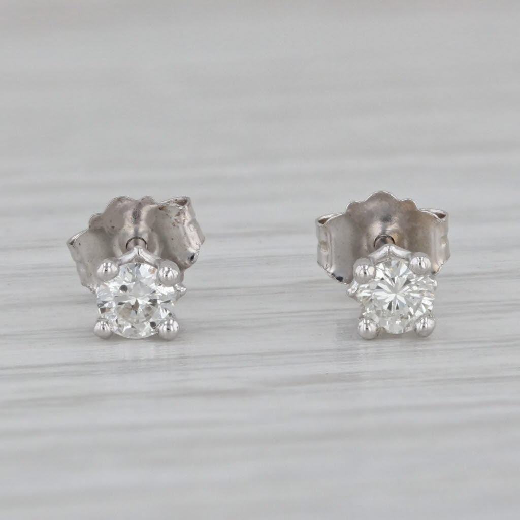 Gray New 0.20ctw VS2 Diamond Stud Earrings 14k White Gold Round Solitaire Studs