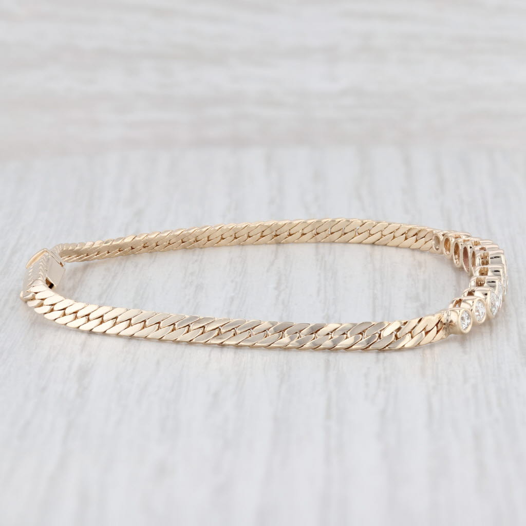 2.35ctw Tapering Diamond Bracelet 14k Yellow Gold 7.5" Curb Chain