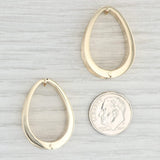 Light Gray Brushed Clip On Oval Hoop Earrings 14k Yellow Gold Non Pierced Hinged Hoops
