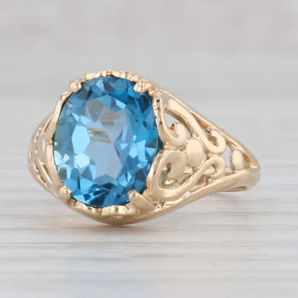 Light Gray Kabana 3.25ct Oval London Blue Topaz Solitaire Ring 14k Yellow Gold Size 5.25