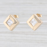 New 1.40ctw Moissanite Stud Earrings 14k Yellow Gold Princess Solitaires