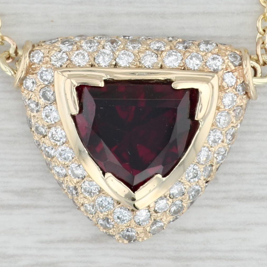 Light Gray 8.65ctw Rhodolite Garnet Diamond Halo Pendant Necklace 14k Gold 19" Cable Chain