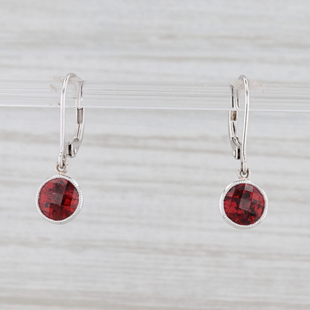 Light Gray New 1.96ctw Garnet Earrings 14k White Gold Solitaire Drop January Birthstone