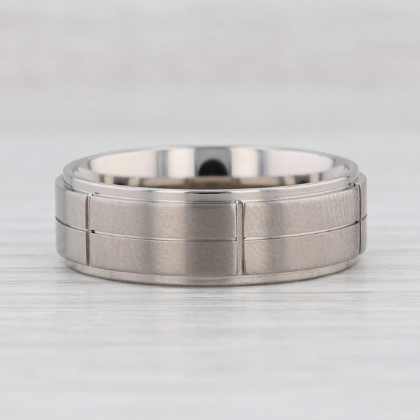 Light Gray New Beveled Brushed Titanium Ring Wedding Band Size 12.75