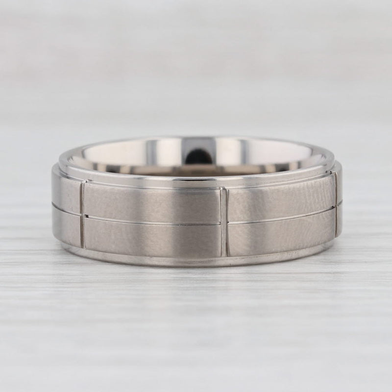 New Beveled Brushed Titanium Ring Wedding Band Size 12.75