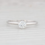 0.31ct Diamond Round Solitaire Engagement Ring 14k White Gold Size 6.5