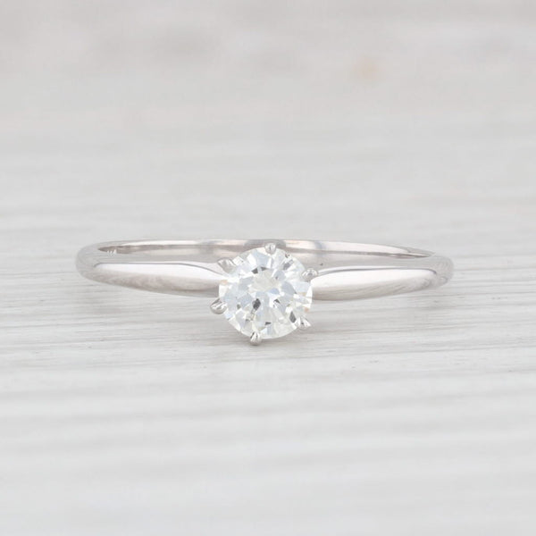 Light Gray 0.31ct Diamond Round Solitaire Engagement Ring 14k White Gold Size 6.5