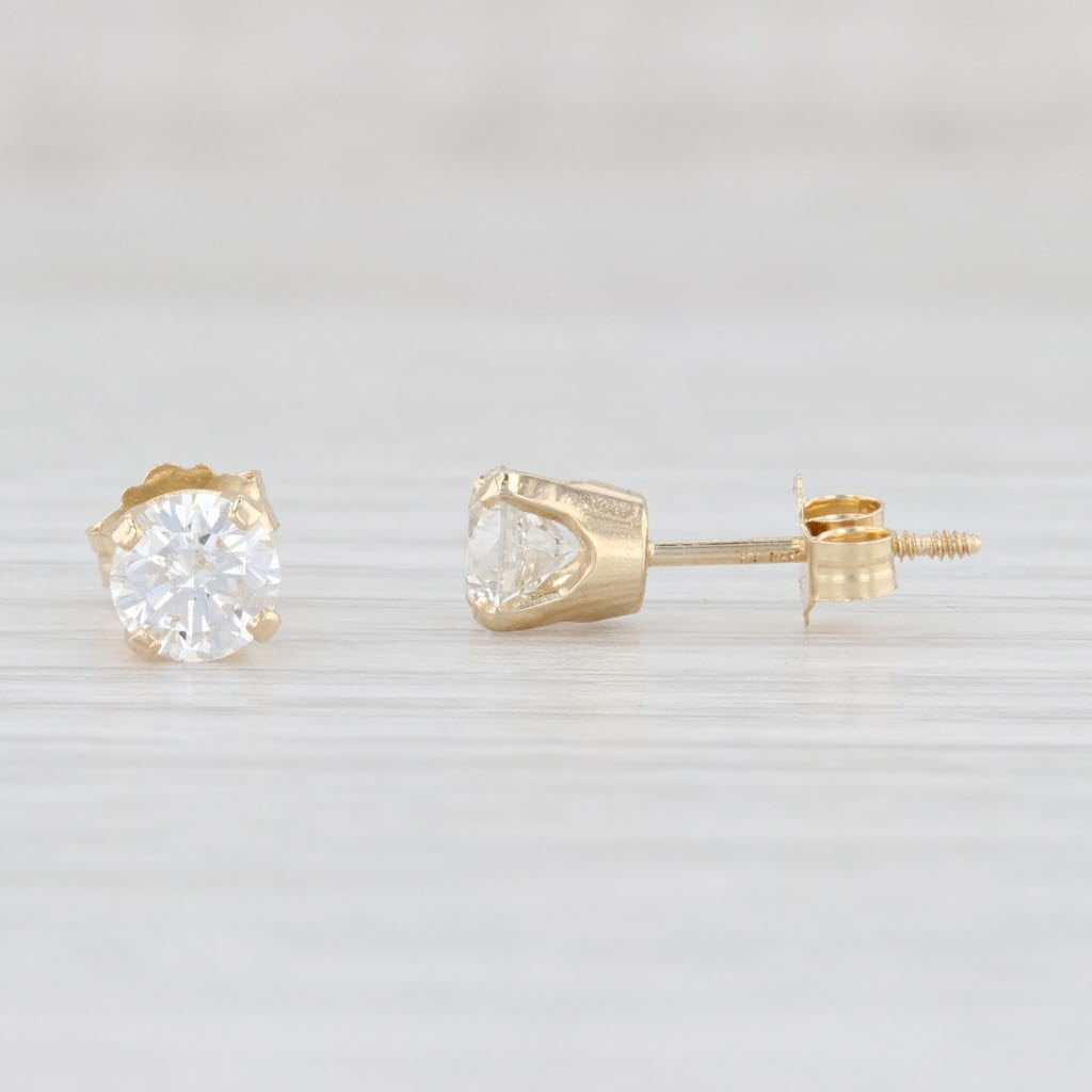 Light Gray New 0.75ctw Round Diamond Solitaire Stud Earrings 14k Gold April Birthstone