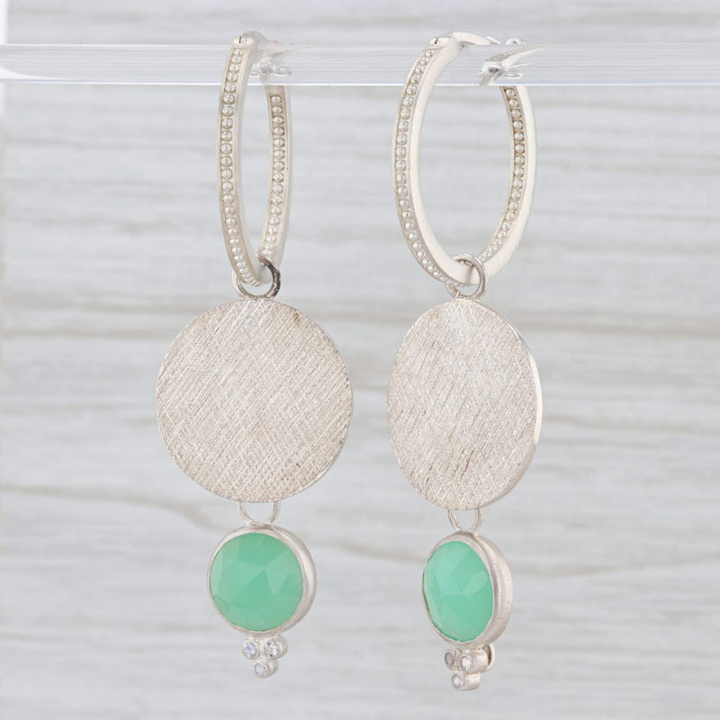 Light Gray New Nina Nguyen Hoop Charms Earrings Green Chrysoprase Moonstone Sterling Silver