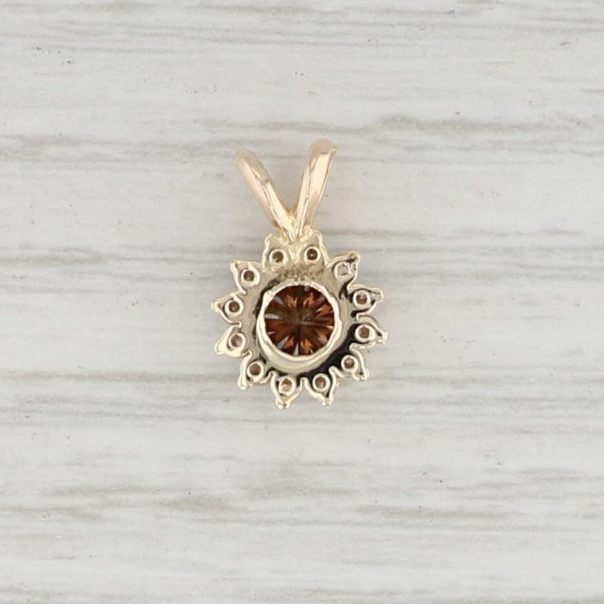 Light Gray Small 0.46ctw Brown & White Diamond Halo Flower Pendant 14k Yellow Gold