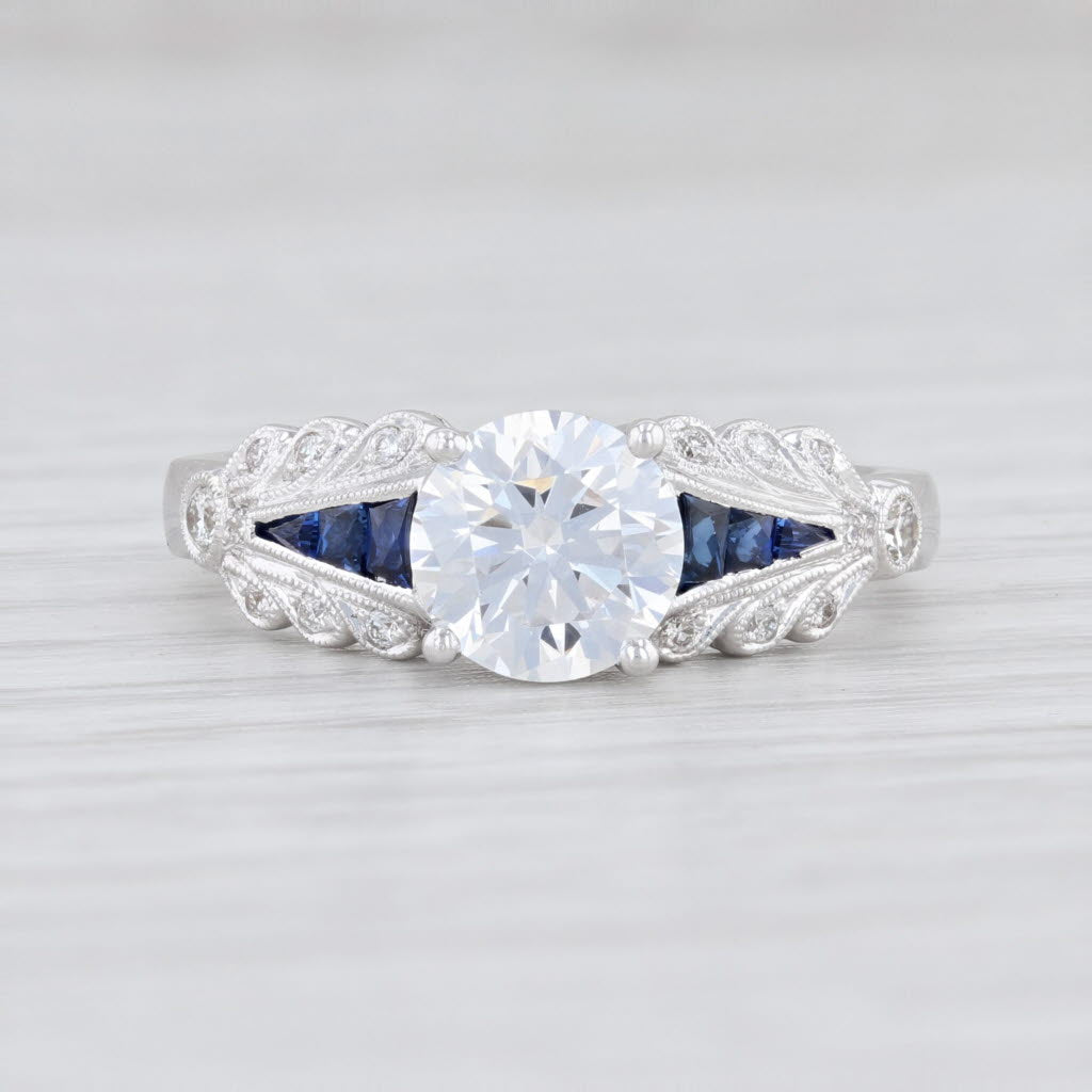 Light Gray New Beverley K Semi Mount Engagement Ring Diamond Sapphire 18k Gold Size 6.5