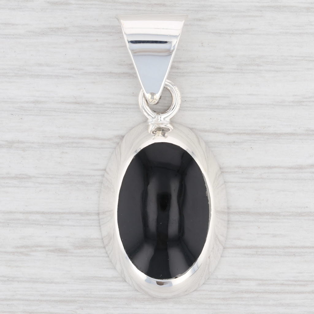 Light Gray New Black Obsidian Lava Glass Pendant 925 Sterling Silver B12675