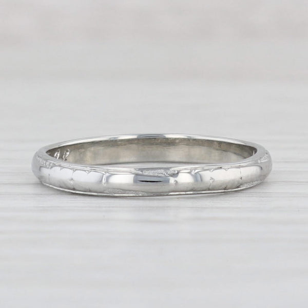 Light Gray Art Deco Floral Band 14k White Gold Size 7.5 Wedding Stackable Ring