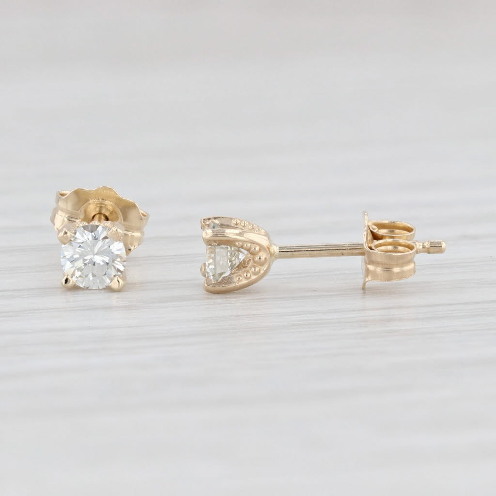 Light Gray New 0.34ctw VS2 Round Diamond Solitaire Stud Earrings 14k Yellow Gold