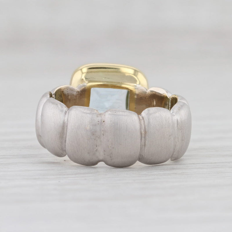 0.95ctw Aquamarine Diamond Ring 18k Yellow White Gold Size 4.25 March Birthstone