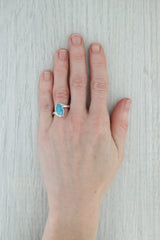 Opal Doublet Solitaire Ring 14k White Gold Size 8 Bypass