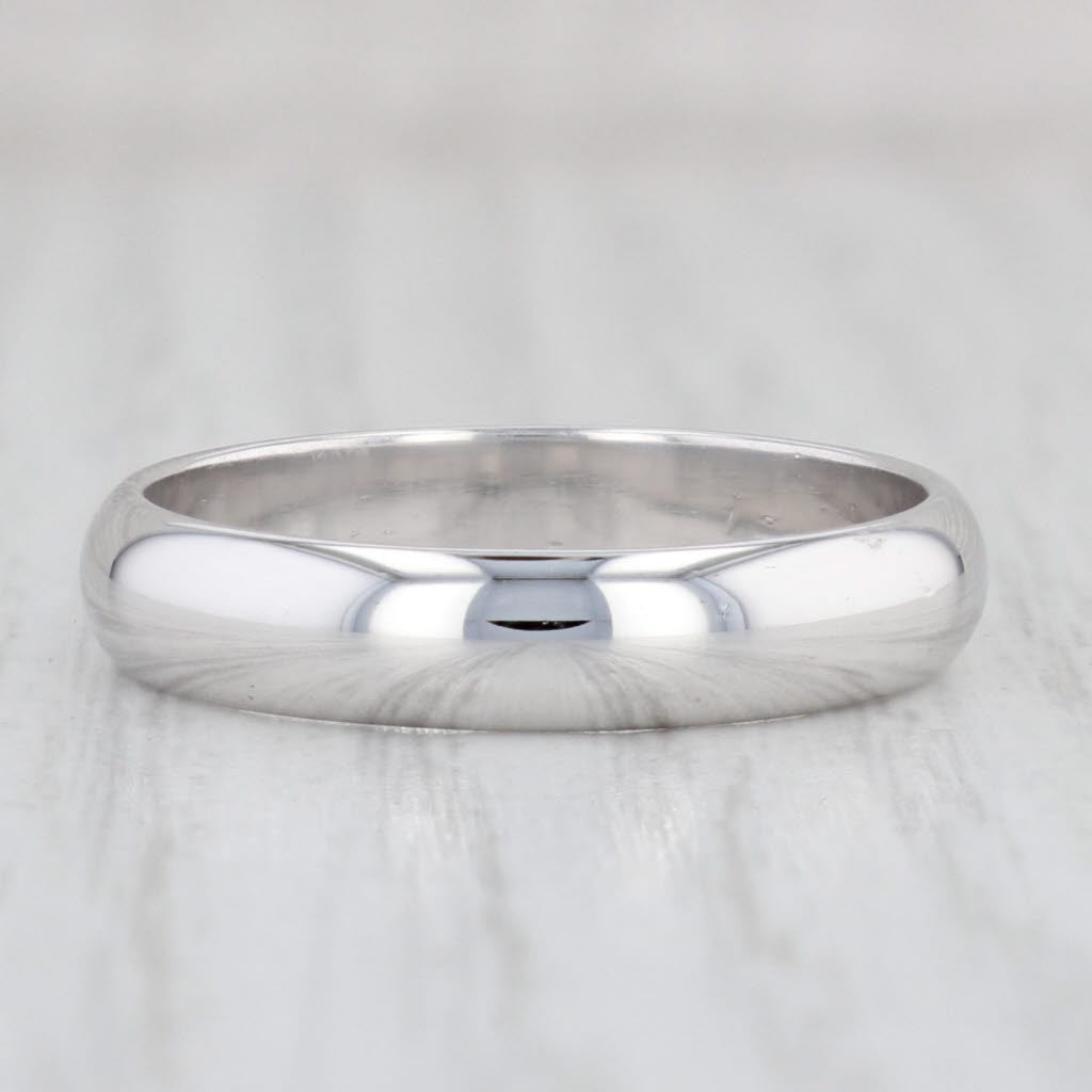 Light Gray Classic Men's Wedding Band 14k White Gold Size 10.5 Ring