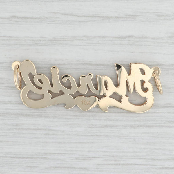 "Marcie" Scripted Name Pendant 10k White Yellow Gold Statement