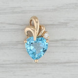 Gray 2.33ctw Blue Topaz Heart Pendant 14k Yellow Gold Diamond Accent