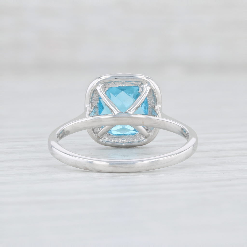 Light Gray New 2.64ctw Blue Topaz Diamond Halo Ring 14k White Gold Size 7.5