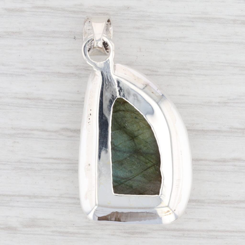 Light Gray New Labradorite Pendant 925 Sterling Silver Statement Drop