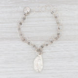Light Gray New Nina Nguyen Charm Bracelet Druzy Geode Quartz Labradorite Bead 7.5" Sterling