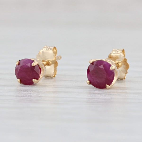 Light Gray 0.80ctw Ruby Stud Earrings 14k Yellow Gold July Birthstone Round Solitaire Studs