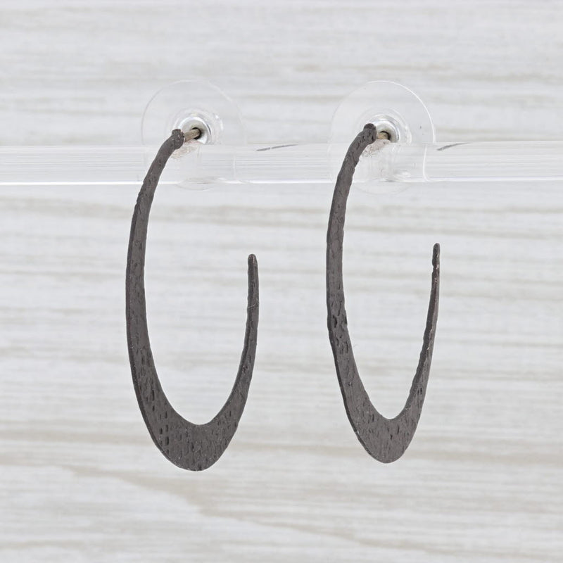 New Nina Nguyen Hammered Hoop Earrings Sterling Silver Oxidized Pierced Hoops