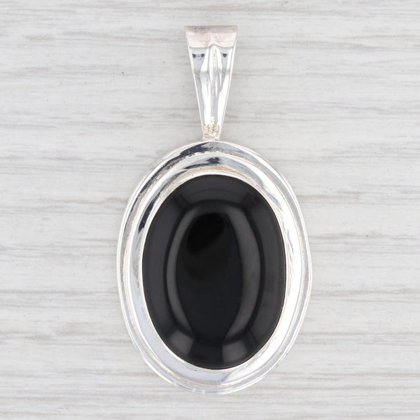 Light Gray New Onyx Drop Pendant 925 Sterling Silver Oval Solitaire