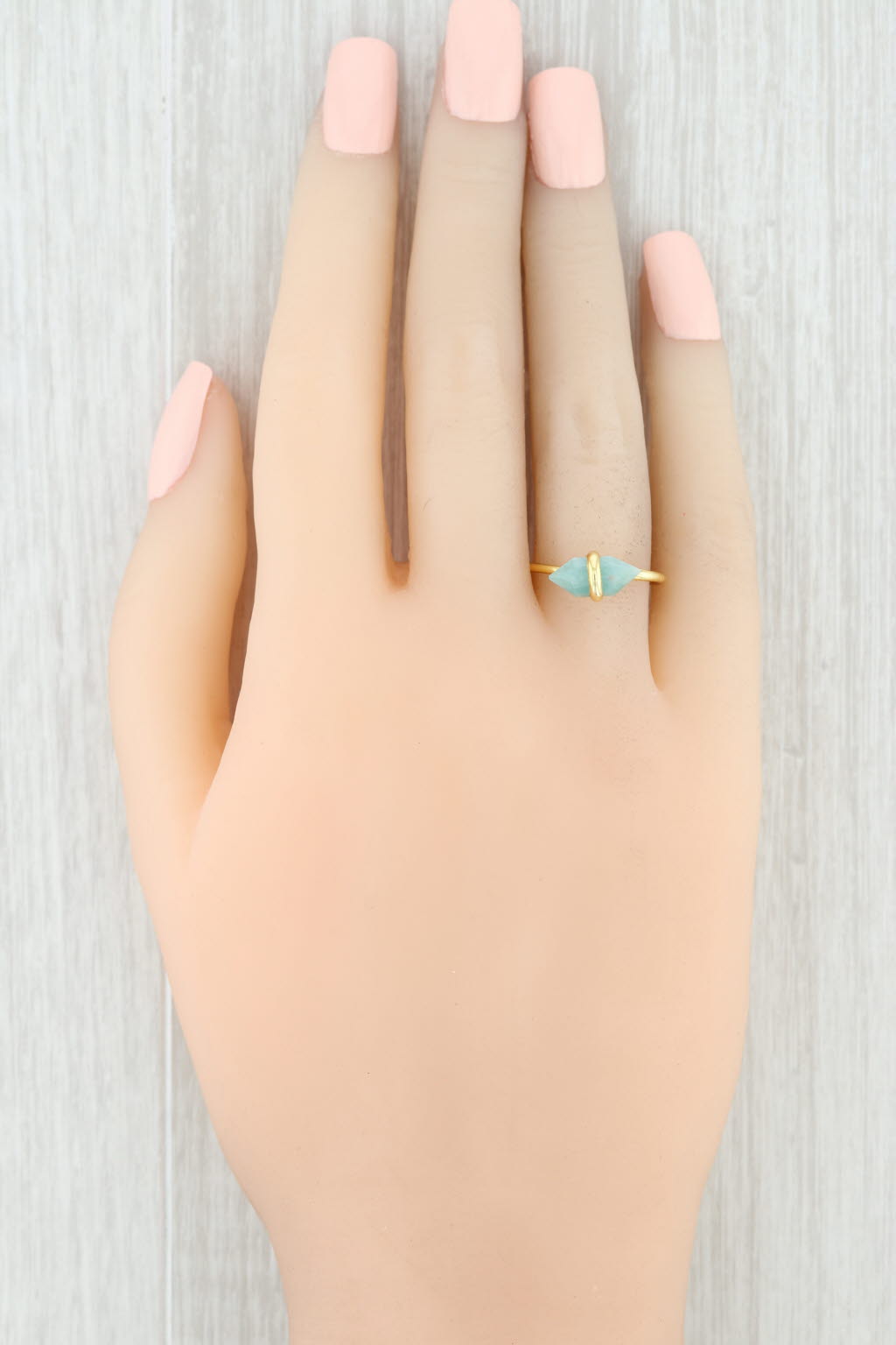 Light Gray New Amazonite Ring Sterling Silver 18k Gold Vermeil Adjustable Size Handmade