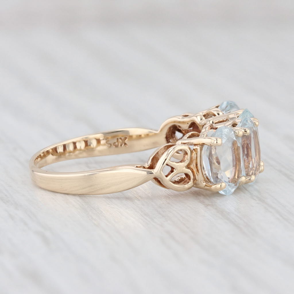 Light Gray 2.85ctw Aquamarine Ring 10k Yellow Gold Size 8.25 Stackable March Birthstone