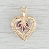 Light Gray 0.40ctw Ruby Flower Open Heart Pendant 14k Yellow Gold Floral Heart Jewelry