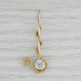 Fibula Pendant Diamond 18k Yellow White Gold Abstract Wrap Drop Statement