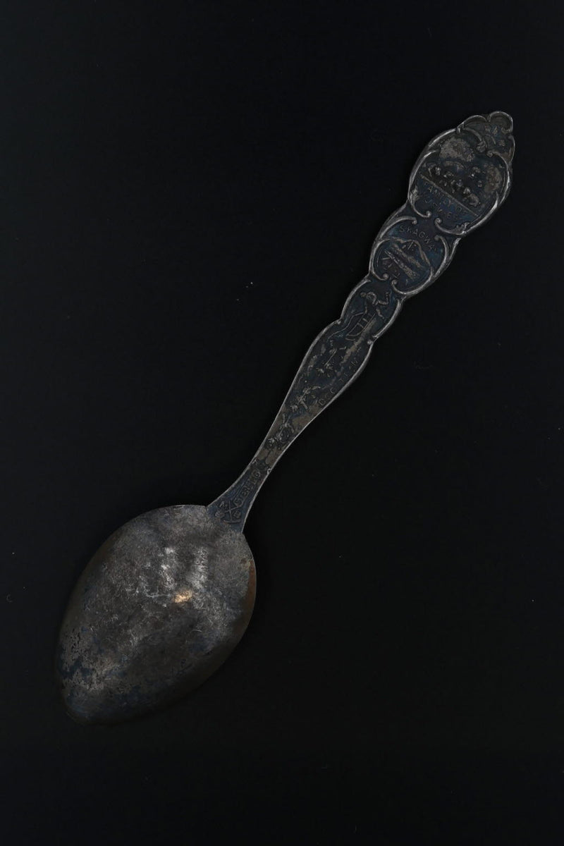 Black Antique Skagway Alaska Souvenir Spoon Sterling Silver 4” Mayer Bros