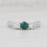 Light Gray Garnet Green Glass Doublet Ring 14k White Gold Size 7 Engagement