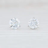 1.27ctw Diamond Stud Earrings 14k White Gold Round Solitaires