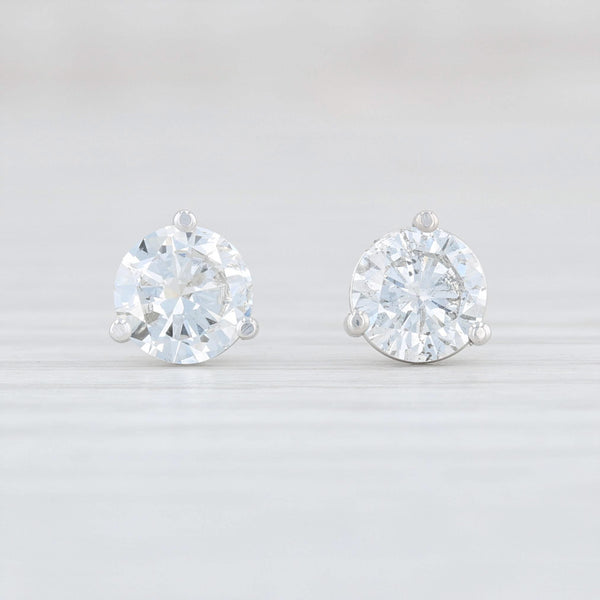 Light Gray 1.27ctw Diamond Stud Earrings 14k White Gold Round Solitaires