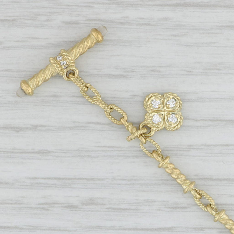 Light Gray Judith Ripka 0.25ctw Diamond Flower Bar Link Necklace 18k Yellow Gold 15.5"