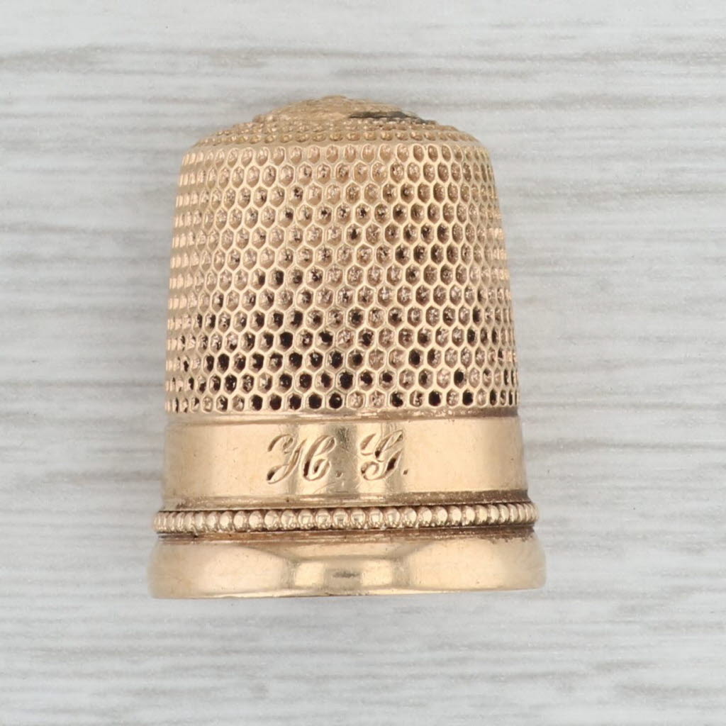 Gray Antique Size 10 Thimble 14k Yellow Gold Sewing Keepsake Collectible