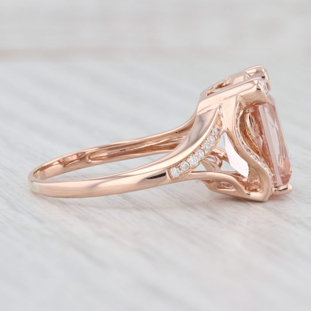 Light Gray 4.09ctw Morganite Diamond Ring 14k Rose Gold Size 8.25 Cocktail