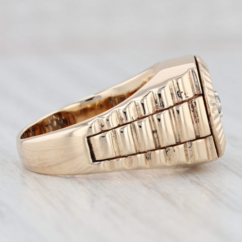 0.45ctw Diamond Cluster Ring 14k Yellow Gold Beveled Band Size 7.75