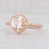 Light Gray New 1.05ctw Morganite Diamond Halo Ring 18k Rose Gold Size 6.5 Engagement