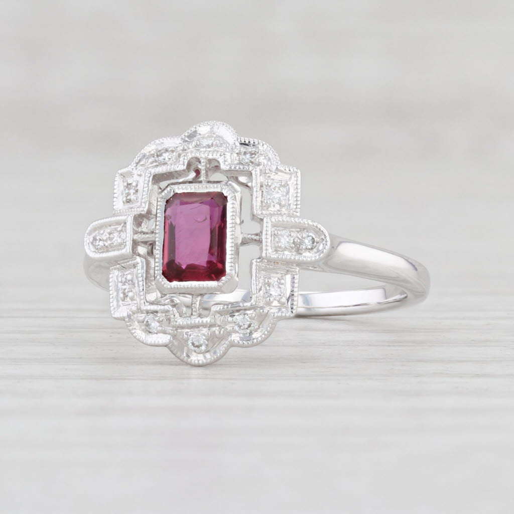 Light Gray New 0.49ctw Ruby Diamond Halo Ring 18k White Gold Size 6.75 Engagement