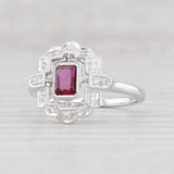 New 0.49ctw Ruby Diamond Halo Ring 18k White Gold Size 6.75 Engagement