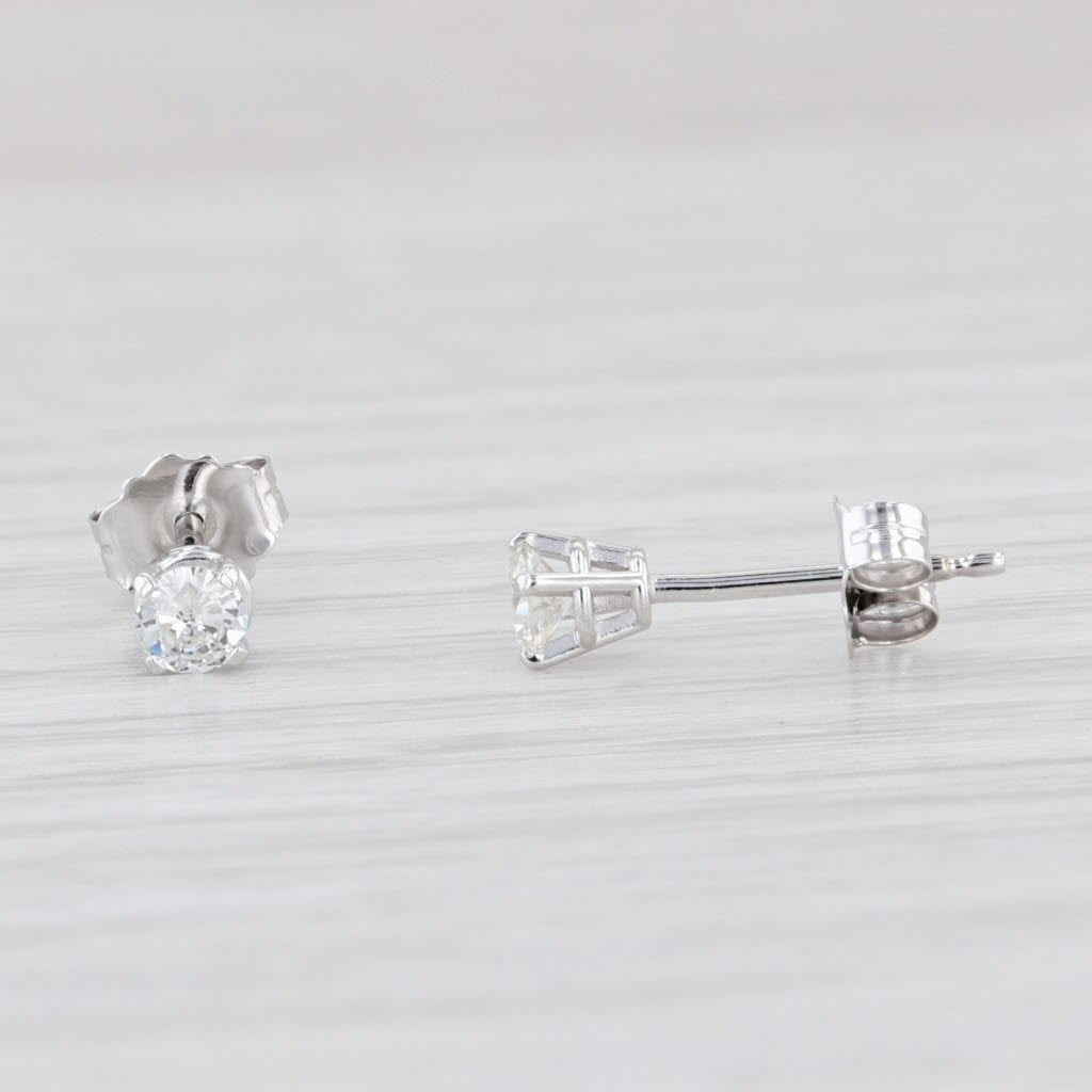 Light Gray 0.19ctw Diamond Stud Earrings 14k White Gold Round Solitaire Studs