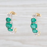 Light Gray 1.02ctw Synthetic Emerald Diamond J-Hook Earrings 10k Gold 3-Stone Journey