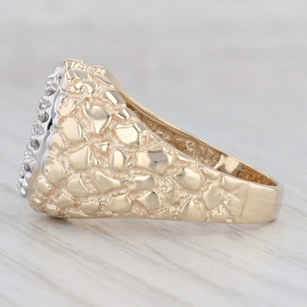 Gray Diamond Horseshoe Ring 10k Yellow Gold Nugget Size 10 Western Jewelry