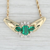 Light Gray 0.77ctw Emerald Diamond Pendant Necklace 14k Yellow Gold 17" Rope Chain