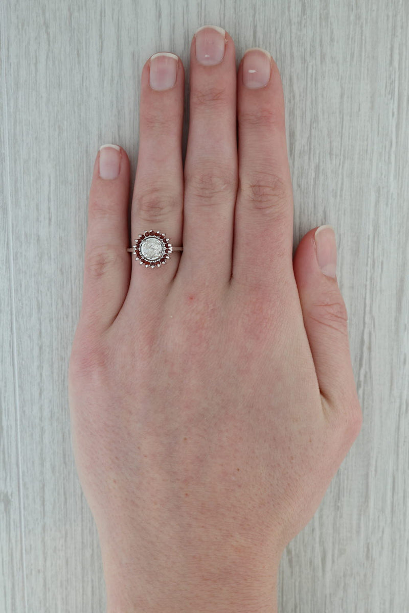 Dark Gray 0.85ct Diamond Orange Spessartine Halo Ring 14k White Gold Size 6.5 Engagement